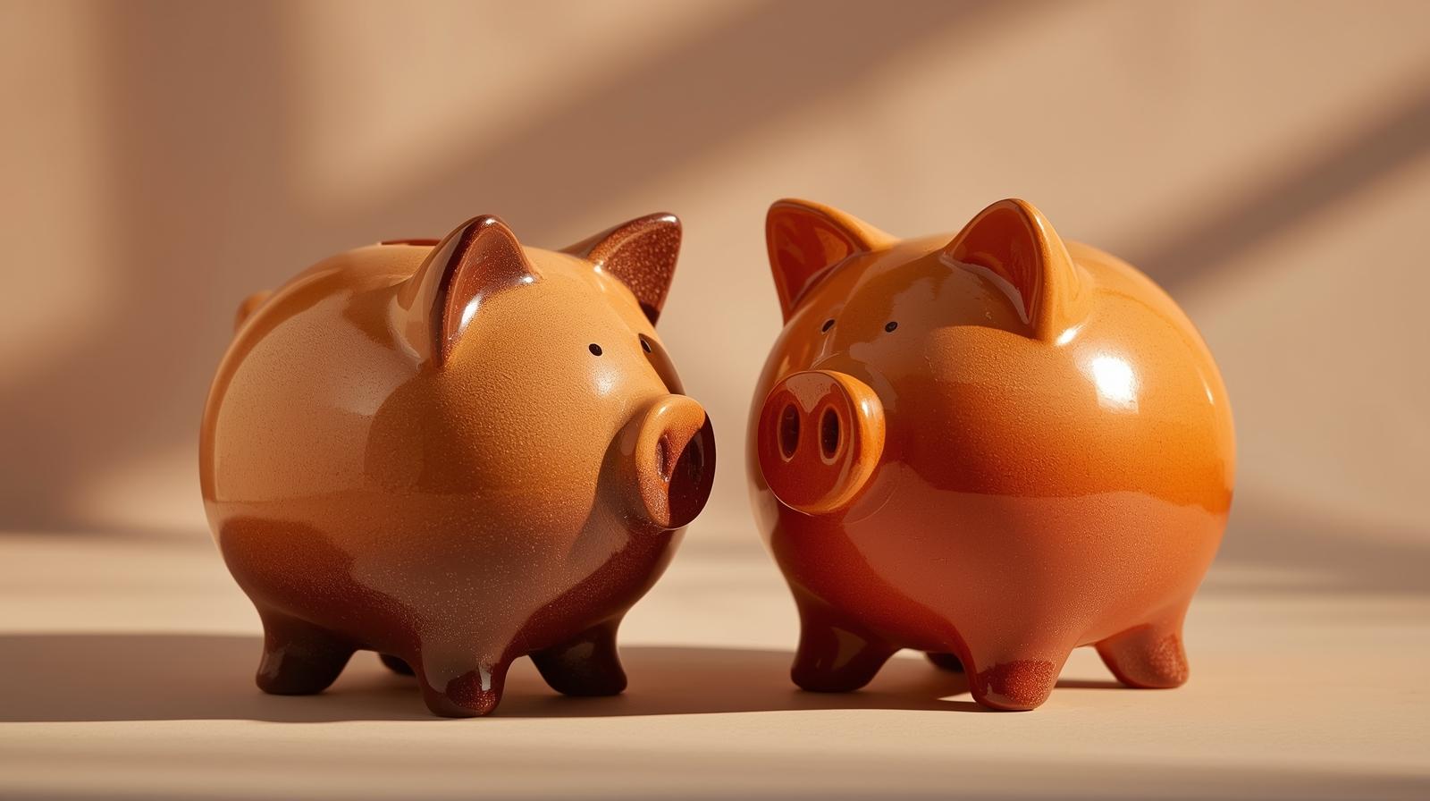 Twee varkentjes spaarpotten. ASN Bank