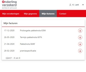 Voorbeeldweergave Mijn Onderlinge van Onderling Verzekerd