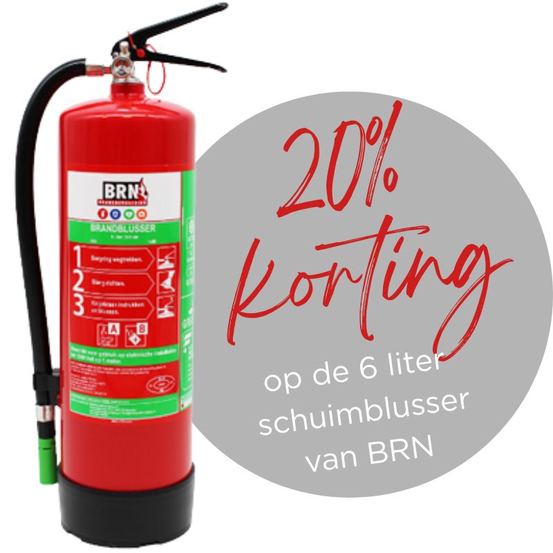Actie 20% korting op brandblusser BRN. Onderling Verzekerd